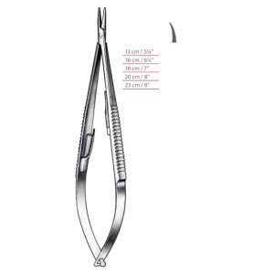 Castroviejo Needle Holders Serrated Handle with Lock Curved Serrated Jaws Surgical Instruments Veterinary Tools - Image 1